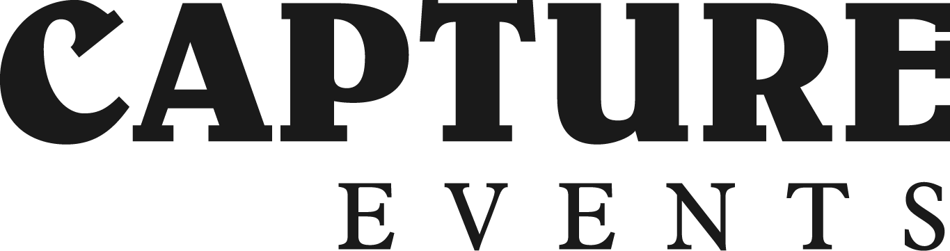 Capture Events wordmark in Near Black on Capture Orange