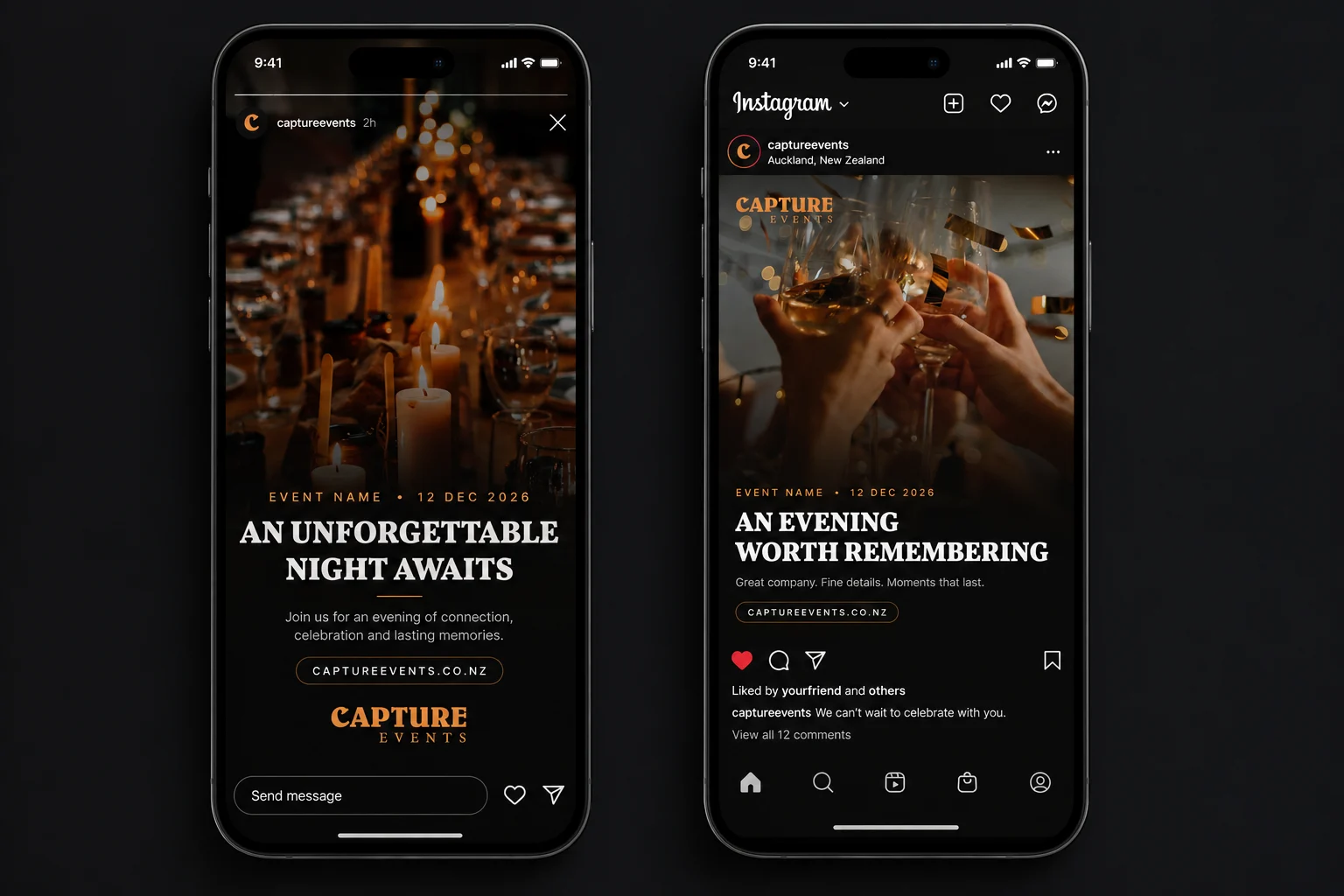 Capture Events social media identity mockup