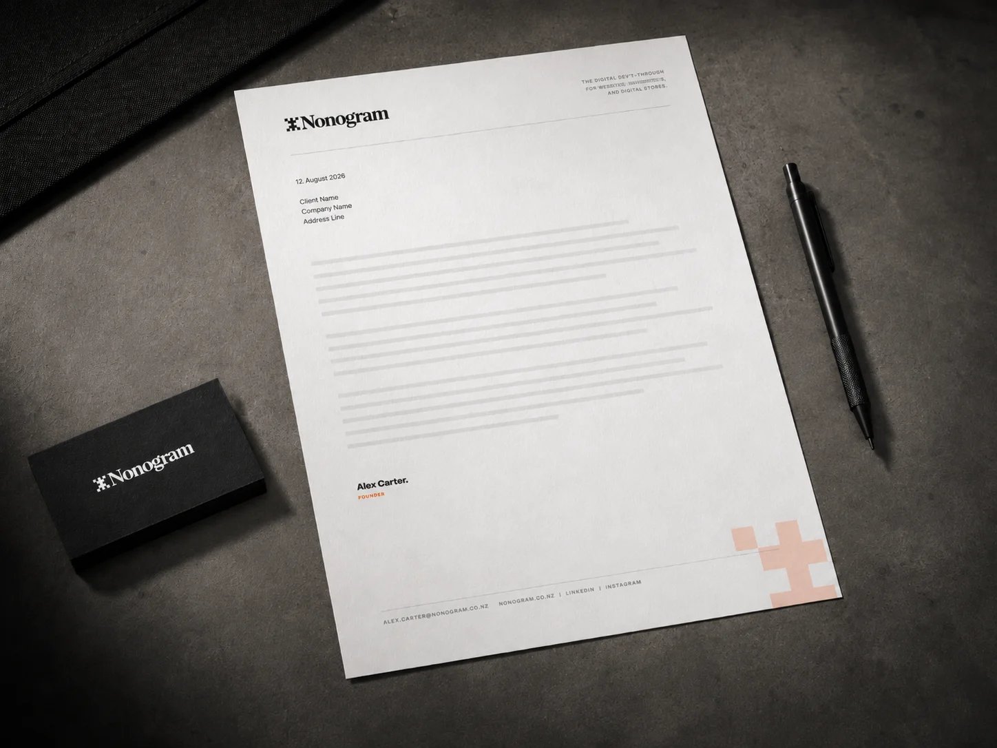 Nonogram branded letterhead mockup