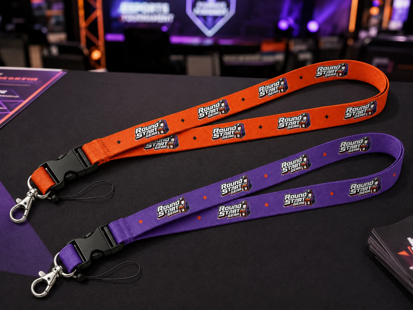 Round Start Gear branded lanyard strap mockup
